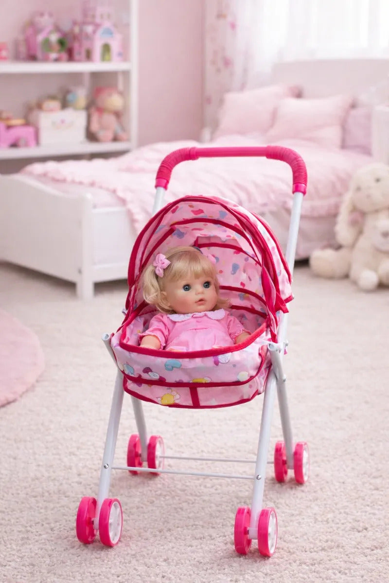 Carreola Para Muñeca Tipo Moisés Con Llanta Doble 56 Cm