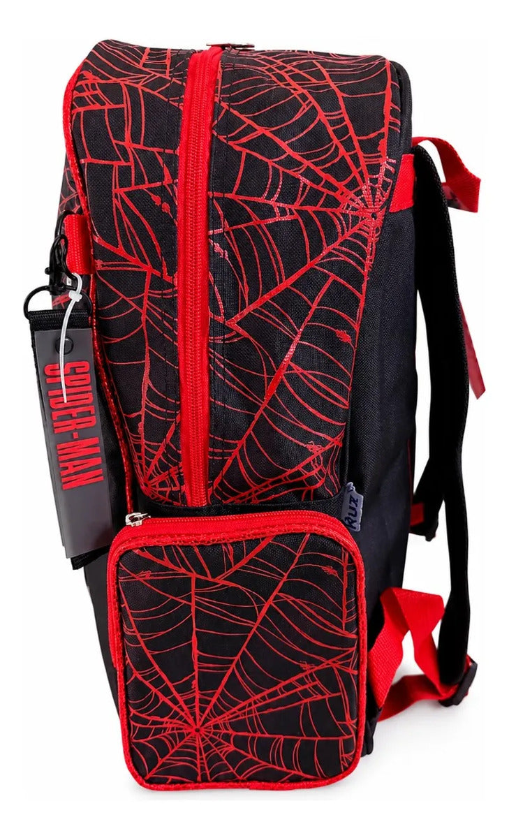 Mochila Ruz Spider Man Escolar Primaria Negro Con Llavero