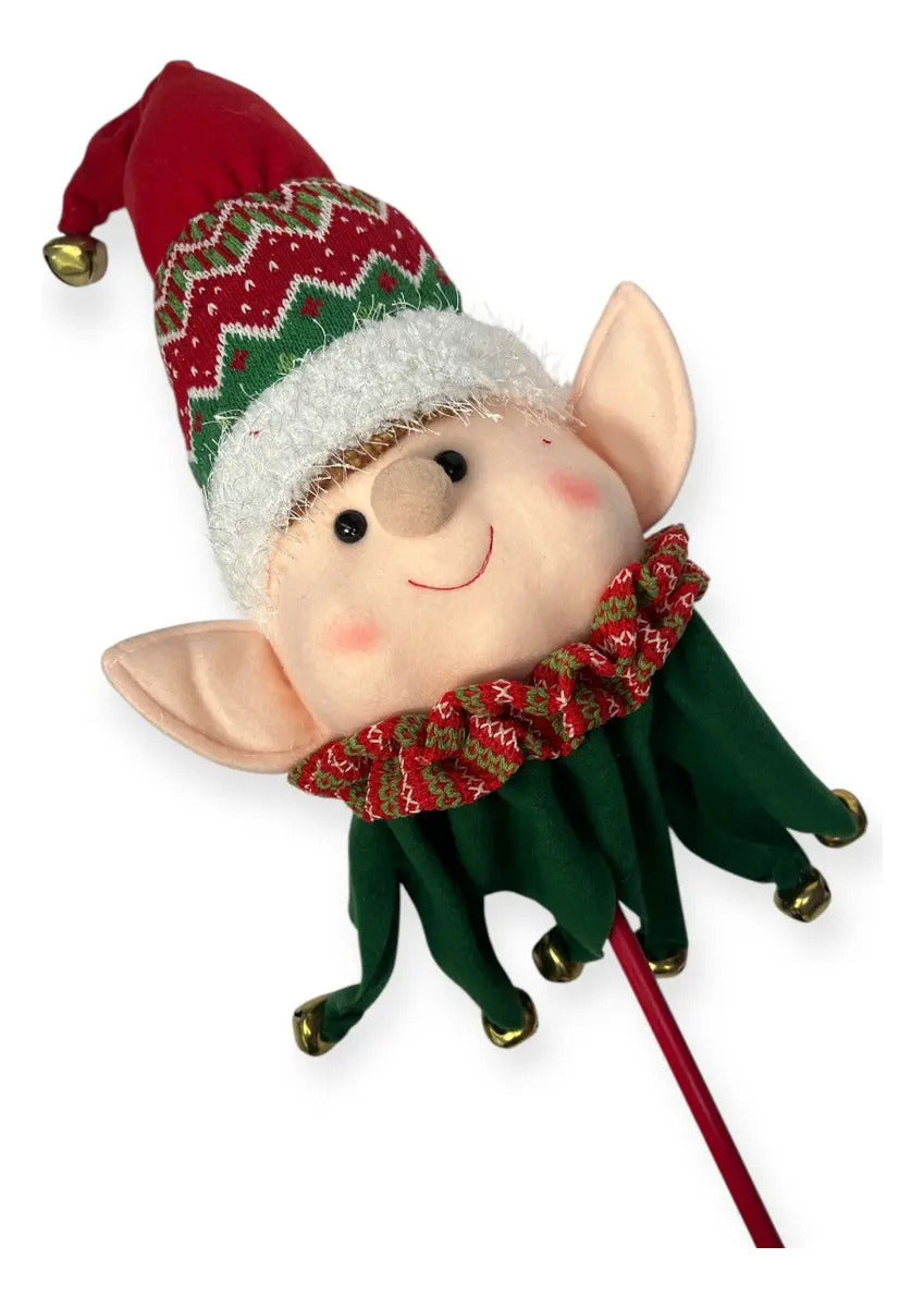 Decoracion Cabeza De Duende Navideño Lluvia 62x10x15 Cm