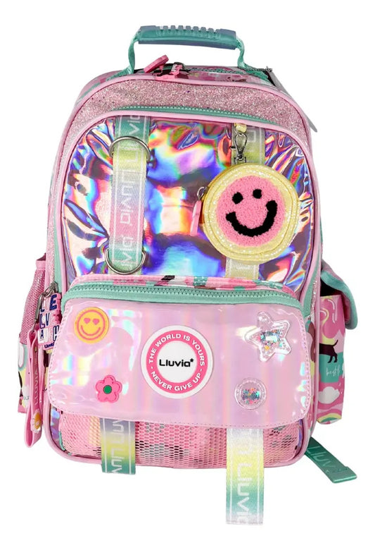 Paquete Mochila 3 Piezas Marca Lluvia Rosa Tornasol Primaria