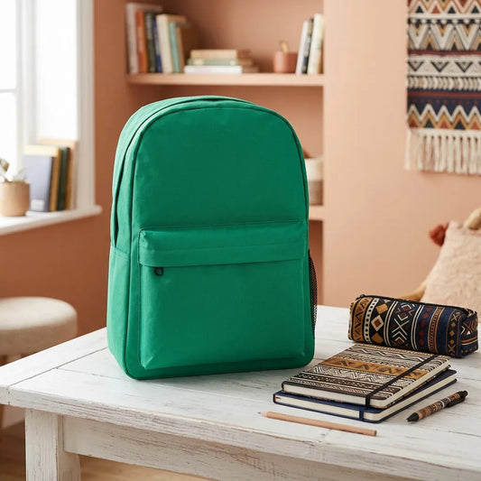 Mochila Juvenil Lluvia Verde Lisa de Nylon para Personalizar