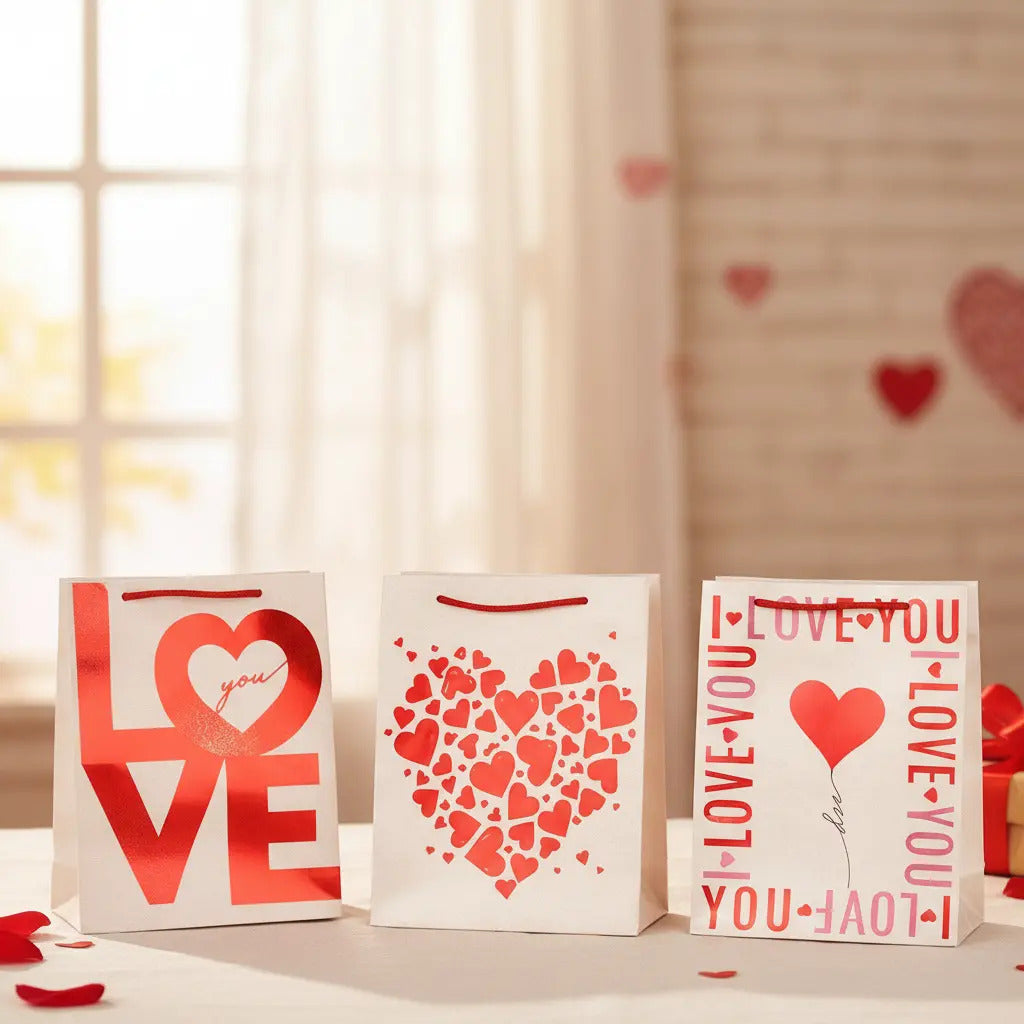 Bolsas De Regalo Una Docena Corazones Acabado Satinado