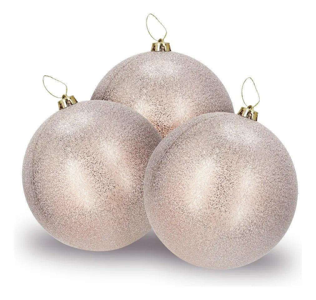 Esfera Lluvia Gigante Champagne Rosado Escarchado 20 cm