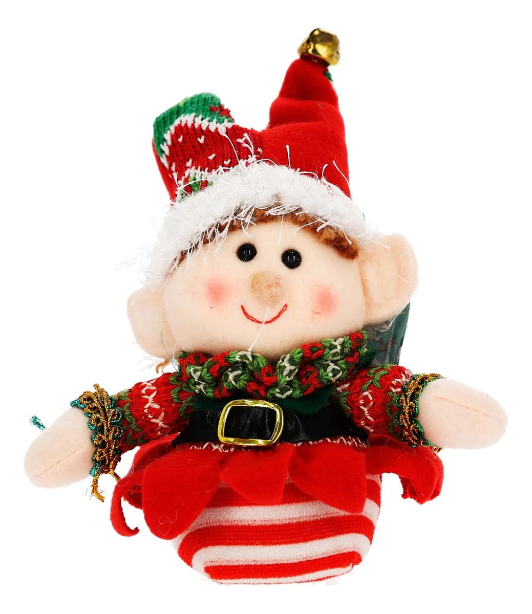 Duendecito Navideño con Gorro y Cascabel Dorado 20 cm