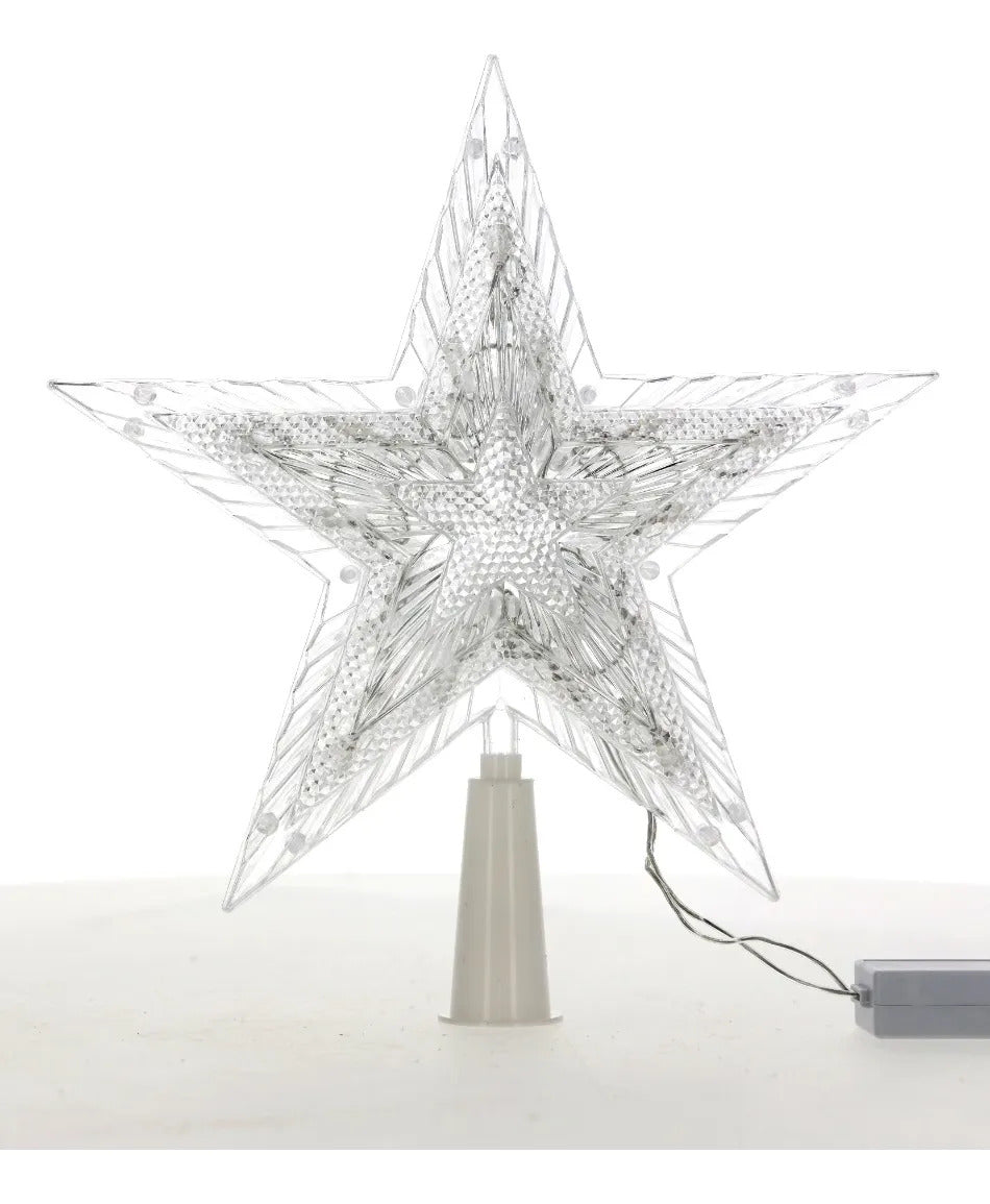Punta De Árbol JL Estrella Multicolor Con Relieve 18 Led