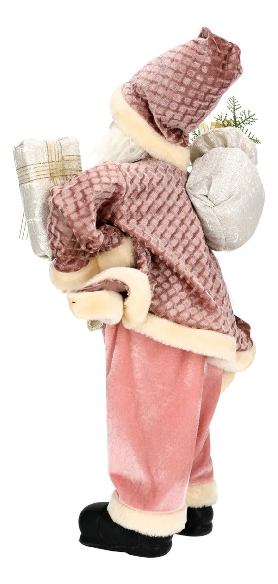 Santa Claus Lluvia Navideño Elegante Rosa y Dorado 60 cm