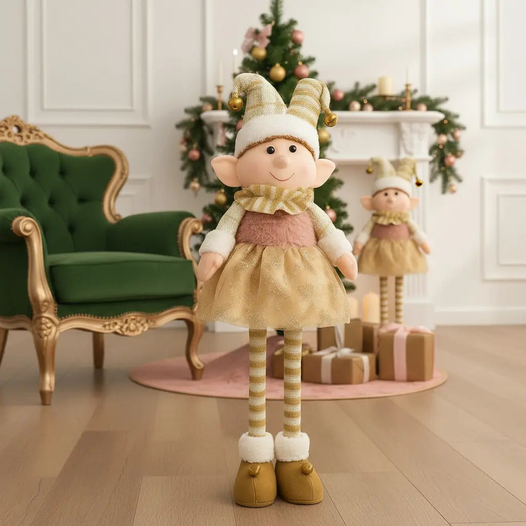 Decoracion Muñeco Patón Navideño Rosa Champán 64x12x20