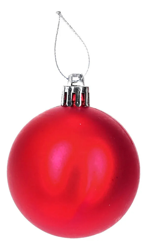Set Esferas Lluvia Rojo Navideño Intenso 6 Cm 30 Piezas