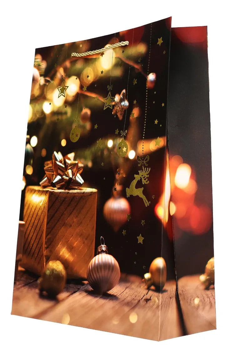 Bolsas de Regalo Navideñas Lluvia Luces Cálidas 12 Pzas