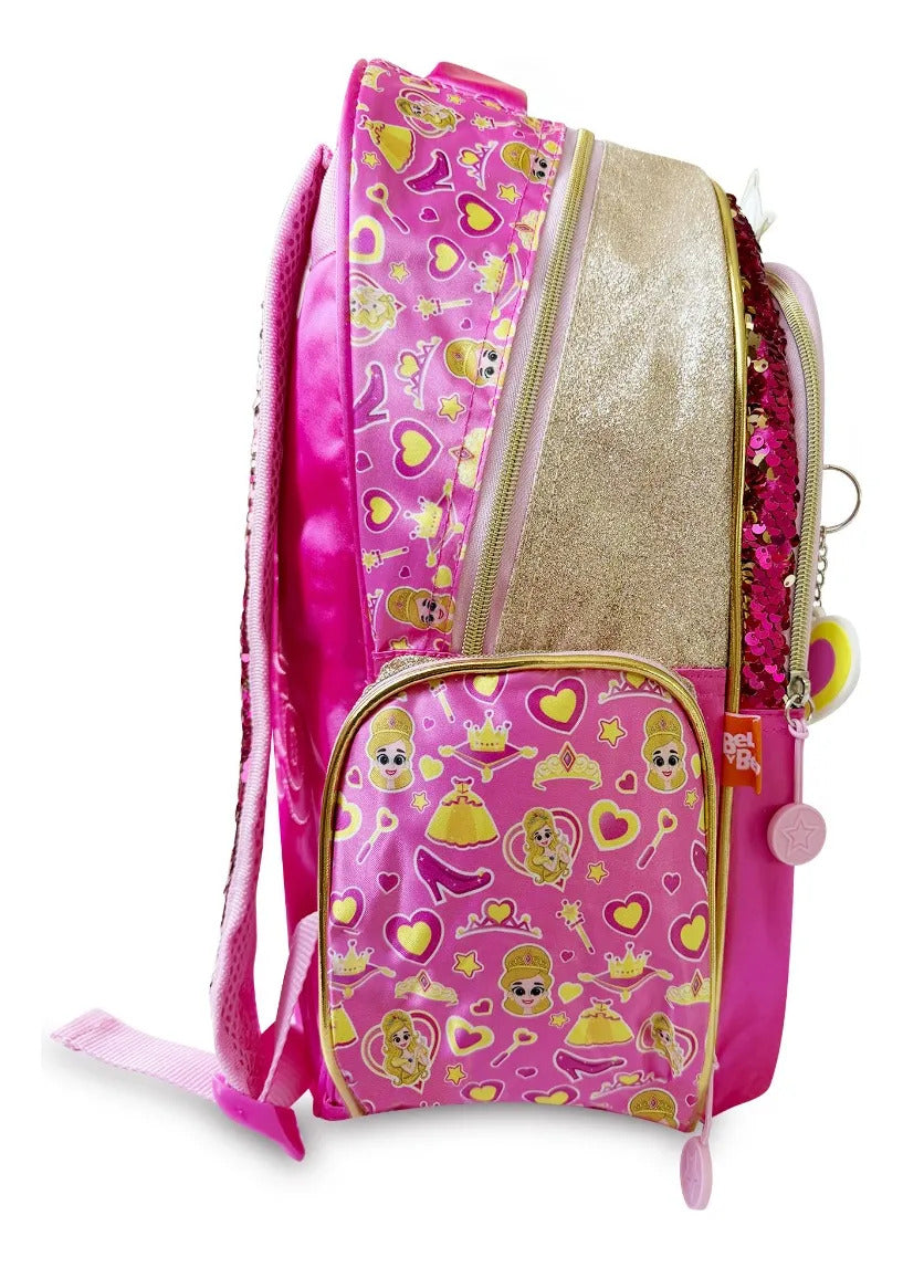 Mochila Escolar Fotorama Rosa Bely Princesa con Corazones
