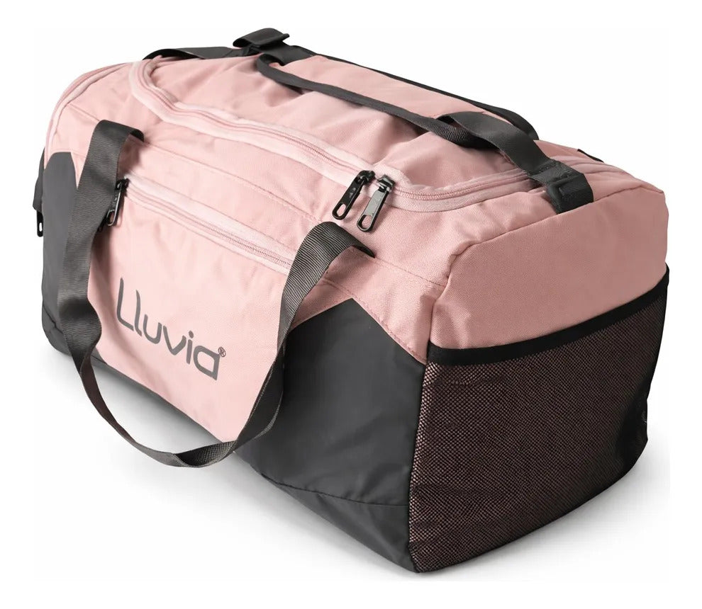 Maleta Deportiva Lluvia Durazno Gris Amplia Para Viaje