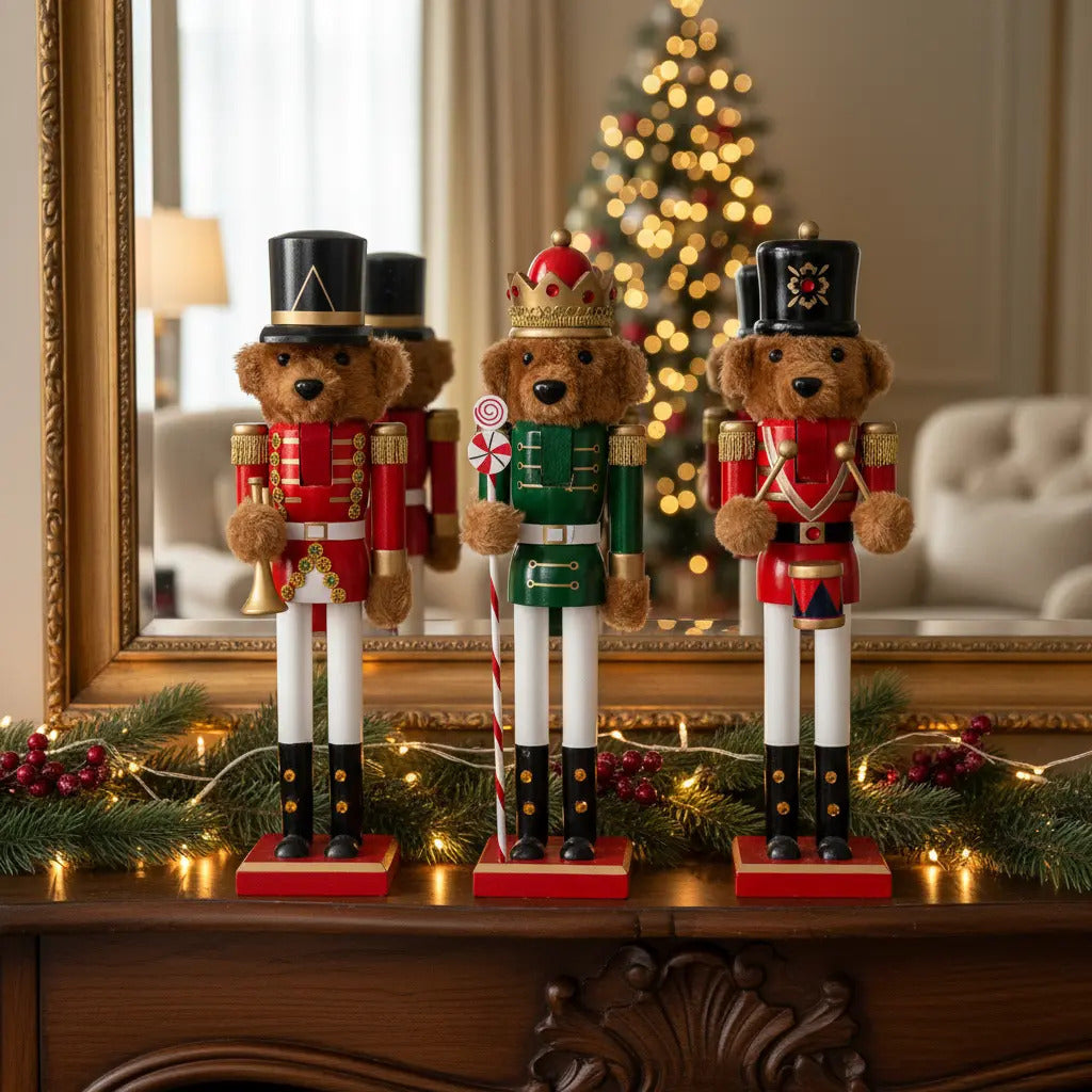Cascanueces Oso Decorativo Navideño Lluvia 30 Cm 1 Pieza