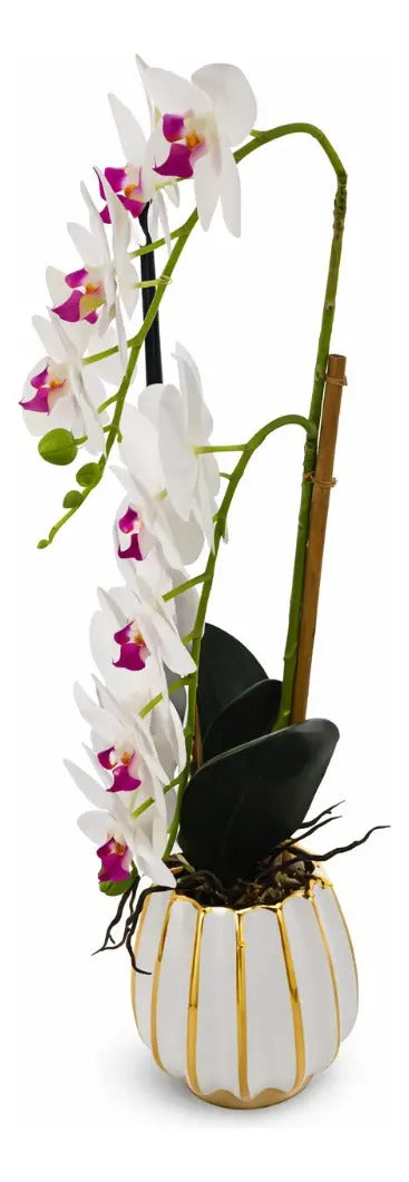 Orquídea Phalaenopsis Artificial En Maceta Blanca 62 Cm