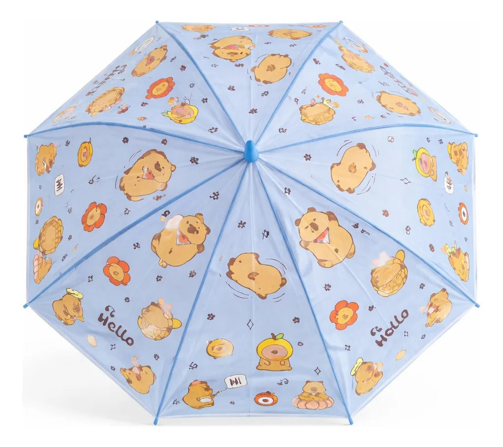 Paraguas Infantil Diseño Capibara 4 Colores 67 Cm 8 Varillas