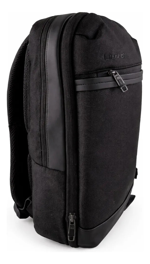 Mochila Lluvia Negra Oficina Minimalista 3 Cierres