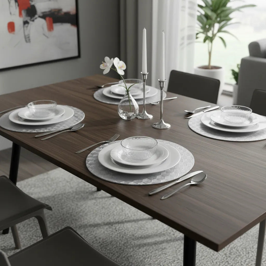 Manteles De Mesa Redondos Metálicos 6 Piezas Dos Colores