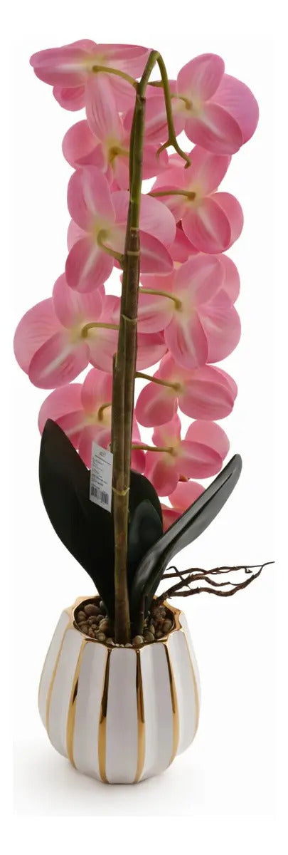 Orquídea Phalaenopsis Artificial En Maceta Blanca 62 Cm
