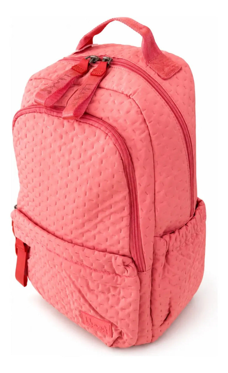 Mochila Escolar Lluvia Color Salmón Diseño Acolchado