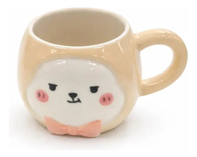 Taza Decorativa Conejo Pastel Con Orejas Y Moño 380 Ml