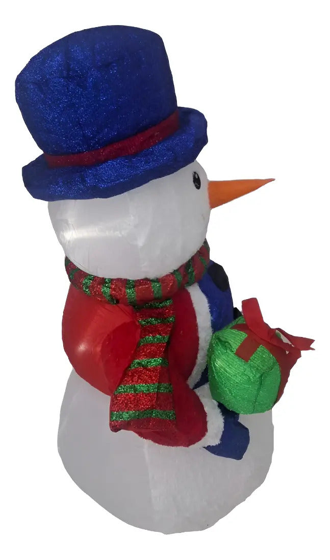 Inflable Navideño Muñeco De Nieve Con Regalo Marca Lluvia