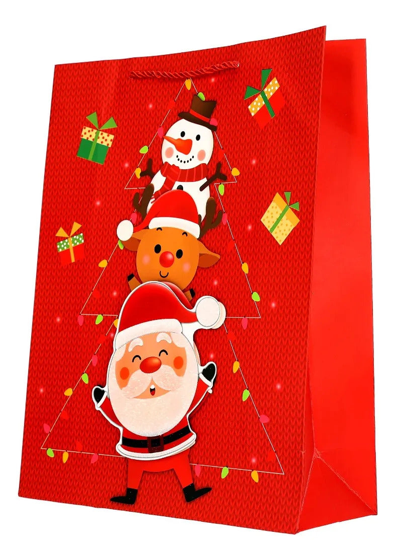 Bolsas de Regalo Navideñas Lluvia Santa 3D 12 Pzas 40cm