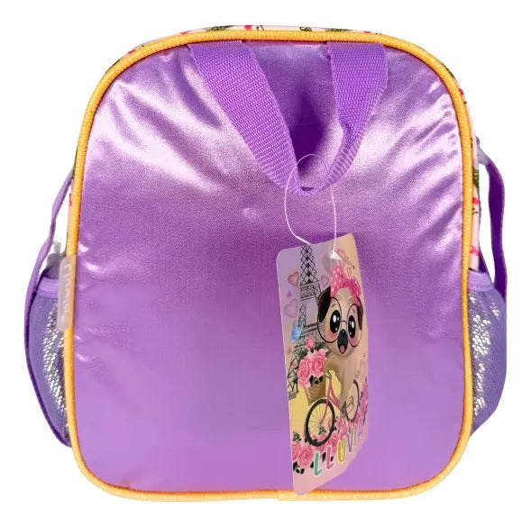 Mochila Primaria Set 3 Piezas Marca Lluvia Perrito Pug