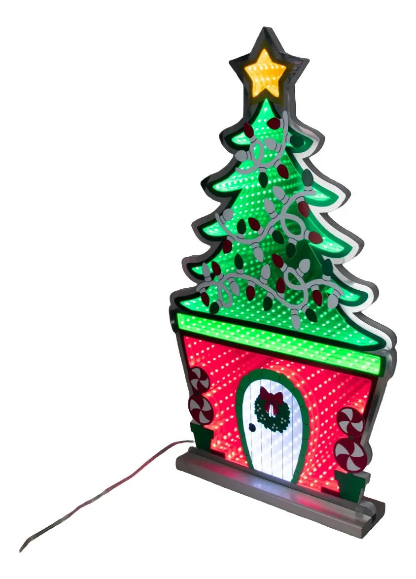 Árbol Navideño Luz Infinita 65x45x2 249 Luces Marca Lluvia