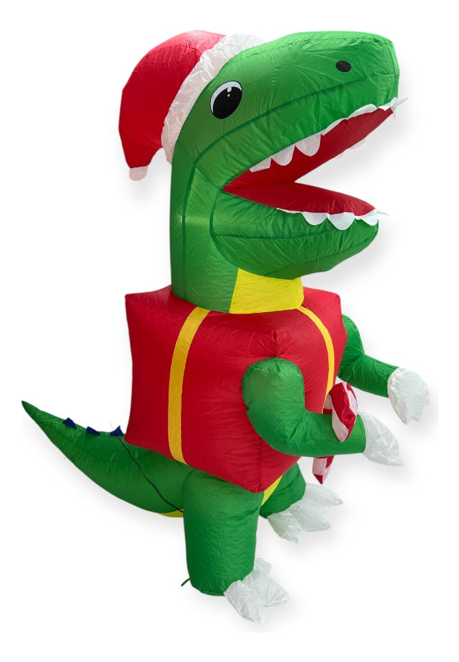 Inflable Navideño Dinosaurio Festivo Con Dulce 180×100×90 Cm