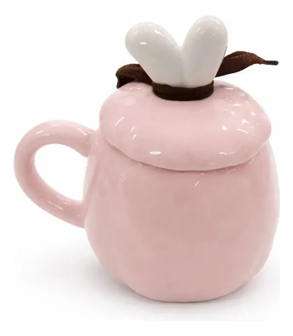 Taza Decorativa Conejo Pastel Con Orejas Y Moño 380 Ml