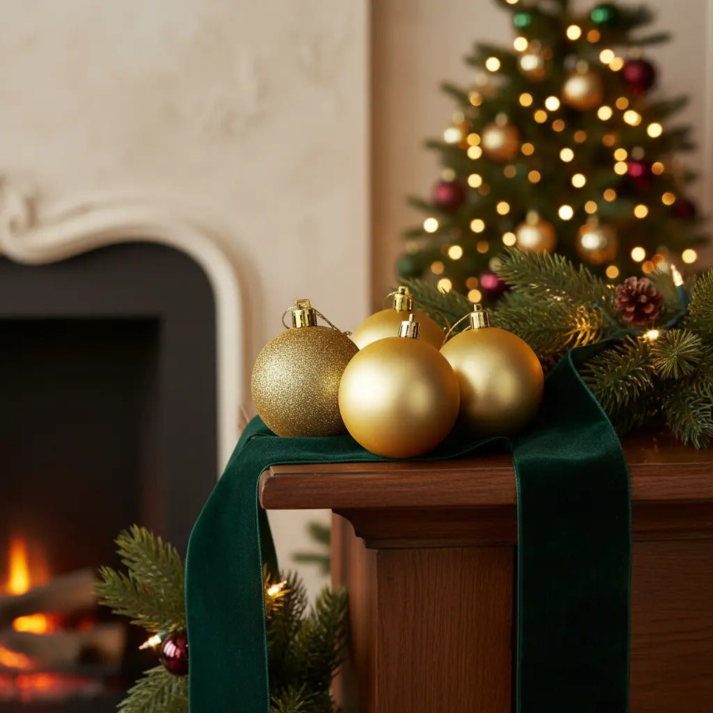 Esferas Doradas Clásicas 6 Cm Para Árbol De Navidad Lluvia