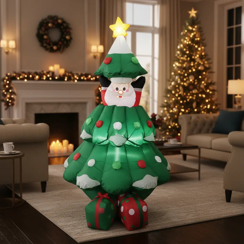 Inflable Navideño Pino Con Santa Y Regalos 240×100×100 Cm