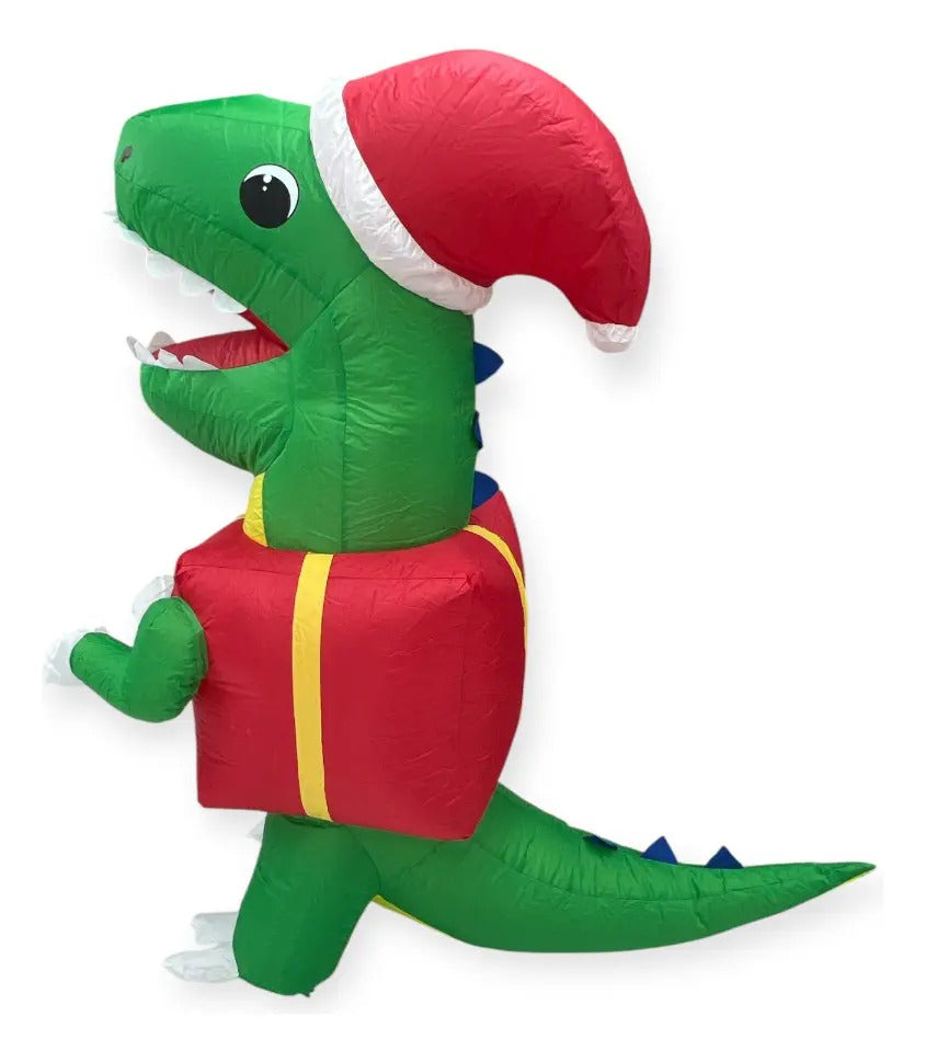 Inflable Navideño Dinosaurio Festivo Con Dulce 180×100×90 Cm