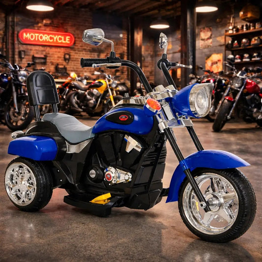Motocicleta Eléctrica Infantil Tipo Harley Color Azul