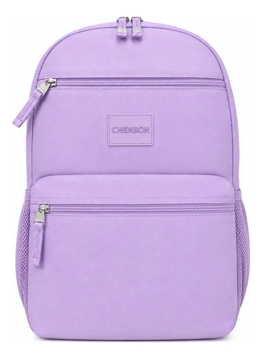 Mochila Chenson Nylon Reforzada Lila 3 Compartimientos