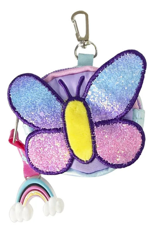 Set Escolar Lluvia Lila Unicornio Arcoiris 3D y Monedero