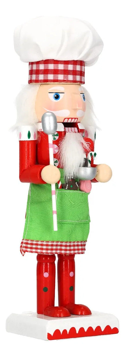 Cascanueces Navideño lluvia Chef Repostero De Madera 25 Cm