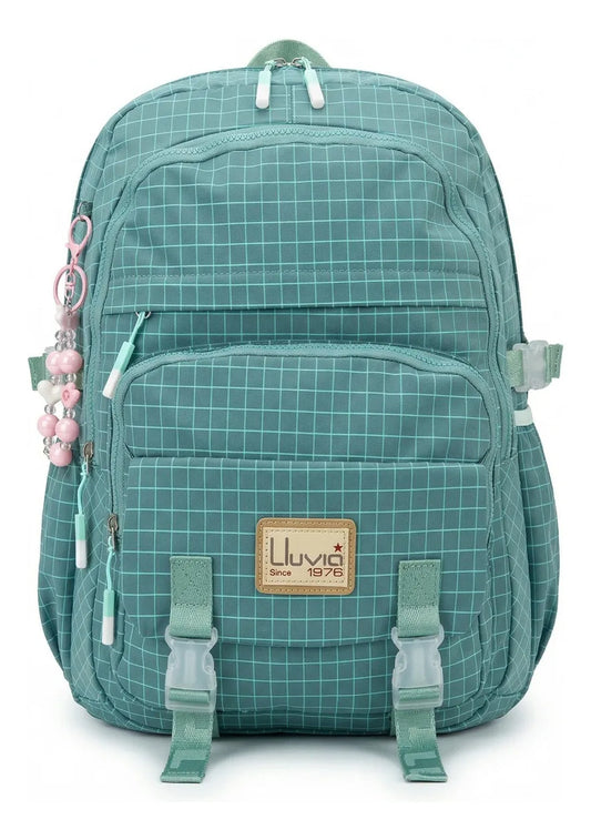 Mochila Juvenil Marca Lluvia Verde Menta Con Estilo Fresco