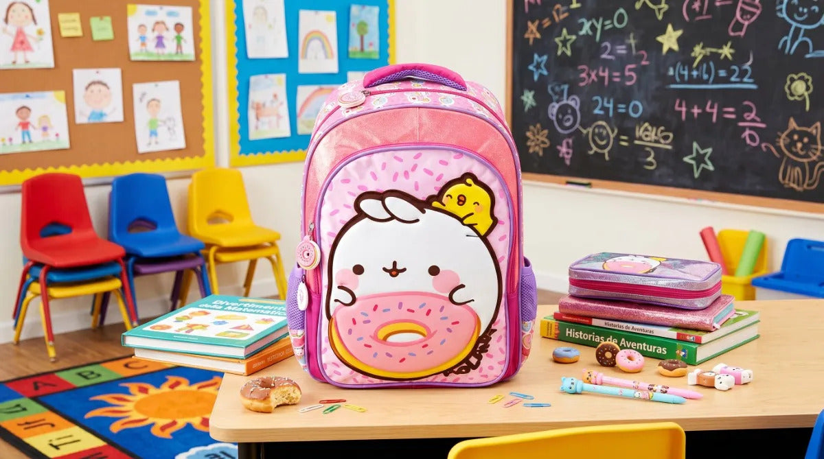 Mochila Escolar Molang Y Piu Piu Rosa Fucsia American Bags