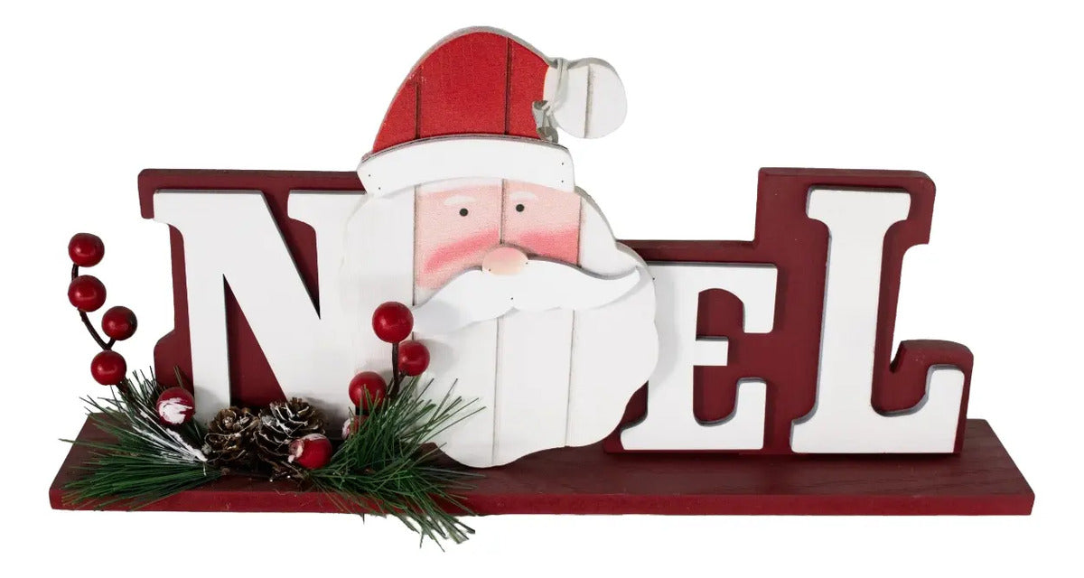 Letrero Navideño Con Figura Noel 40x2x53 Cm Marca Lluvia