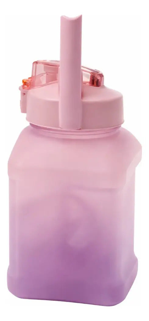 Vaso Grande 1.5 L Diseño Difuminado Con Popote Y Correa