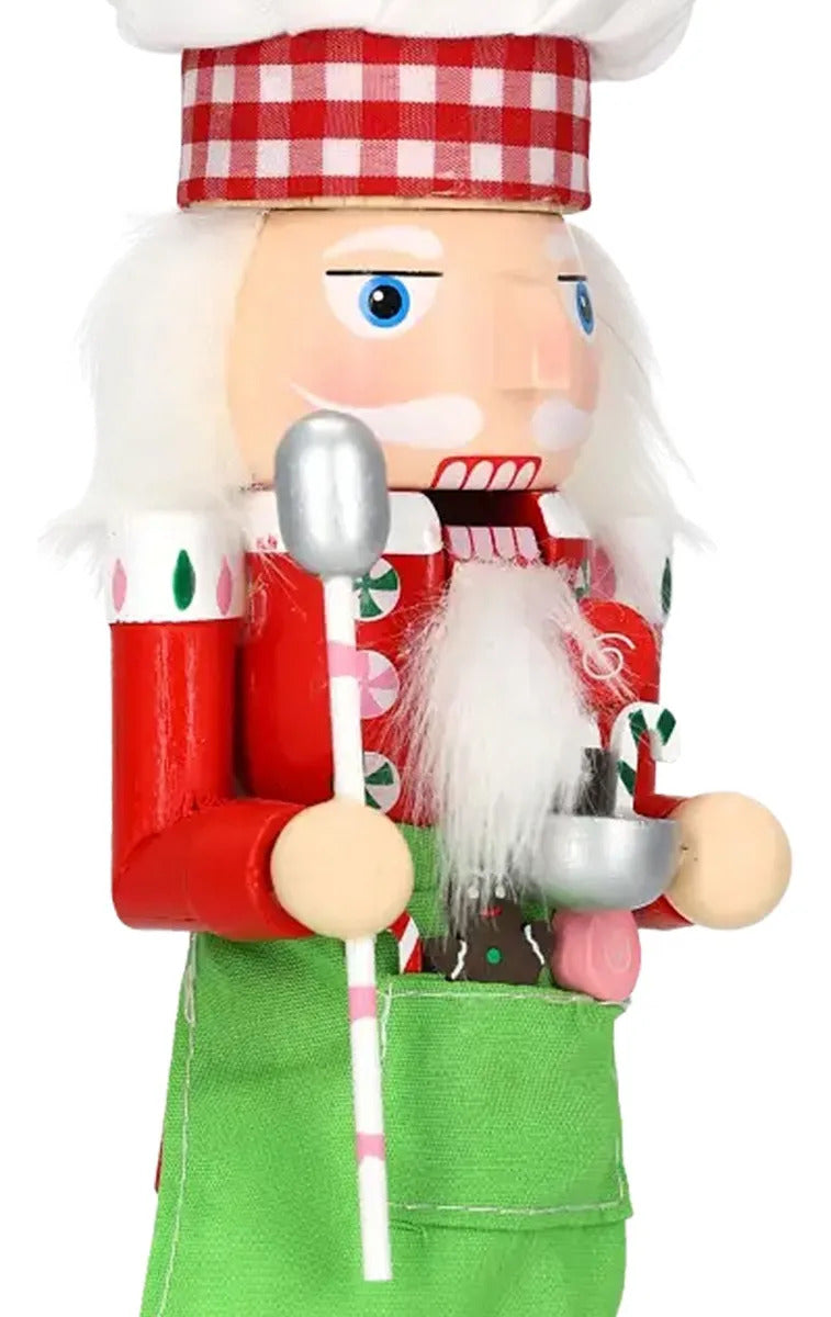 Cascanueces Navideño lluvia Chef Repostero De Madera 25 Cm