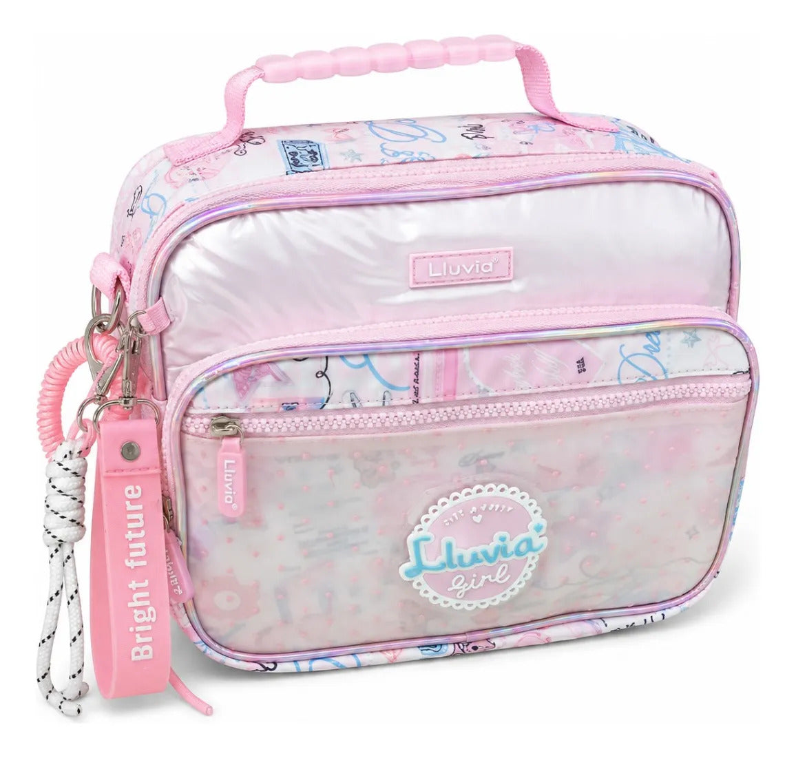 Set Mochila Lluvia Girl Rosa Satinada Con Bolsillo Antirrobo