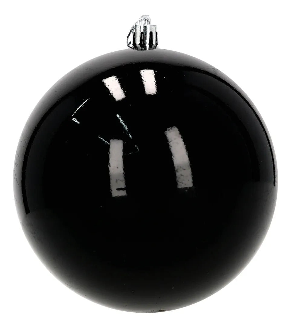 Set De Esferas Lluvia Negras 12 Cm Mate Brillante Y Glitter