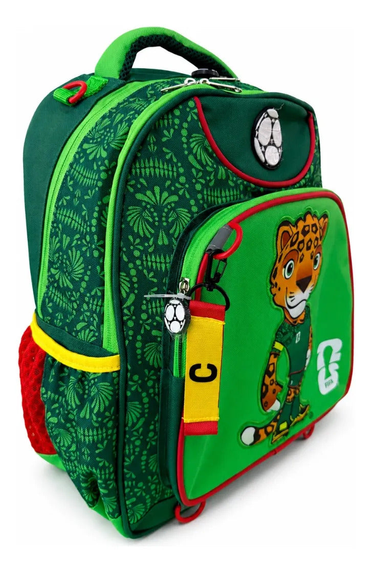 Mochila Escolar Fifa Mascota Futbol Para Primaria Color Verde