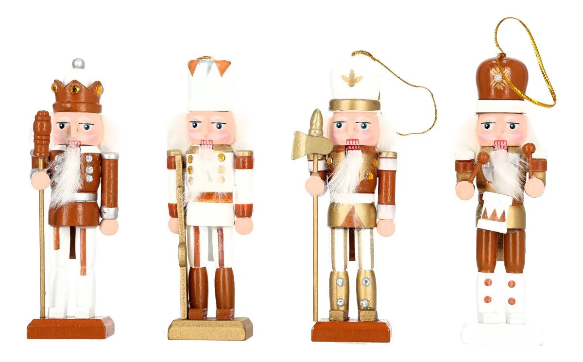 Set De Cascanueces Navideños 4 Figuras Para Árbol 9 Cm