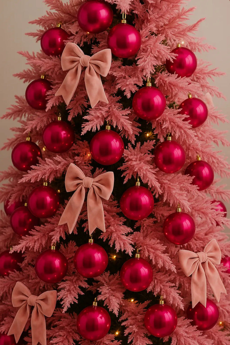 Esferas Navideñas Fiusha 6 Cm Brillo Elegante Marca Lluvia