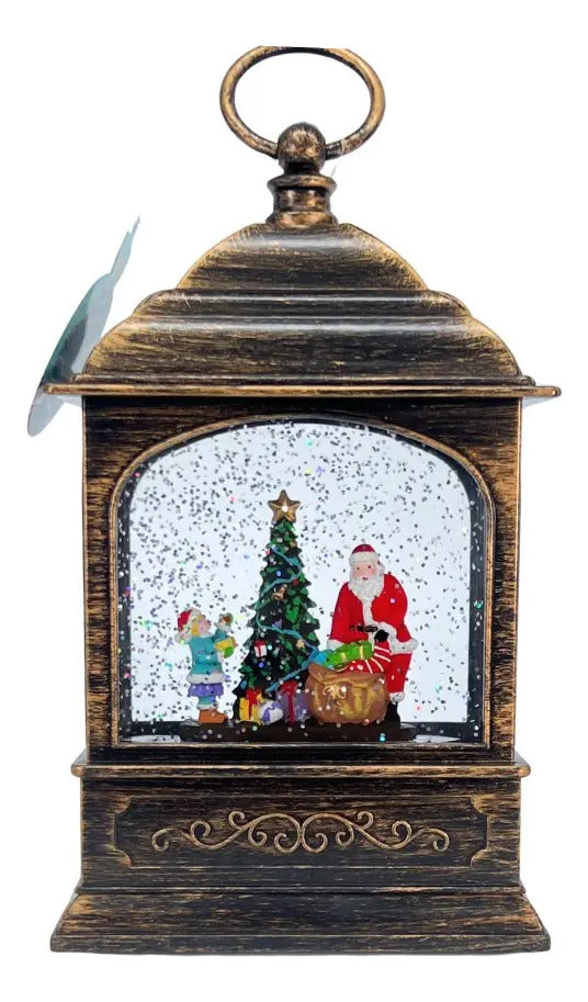 Lampara En Forma De Farol Navideño Con Santa 21x22x8 Cm