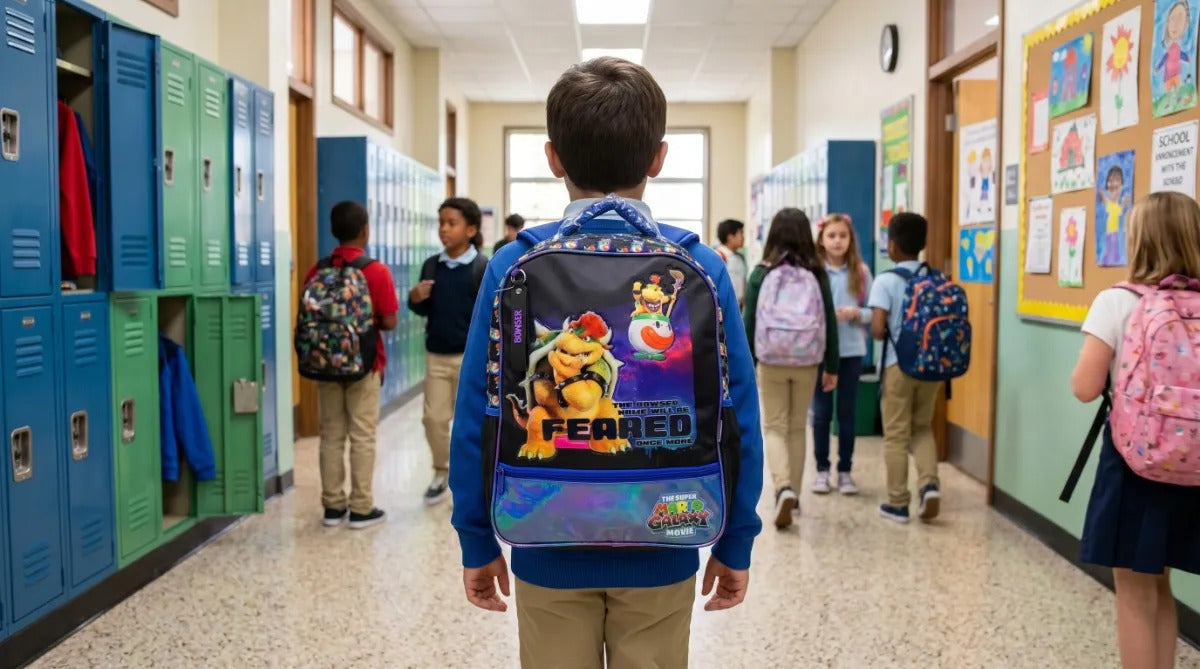 Mochila Primaria Ruz Bowser Super Mario Bros Color Azul