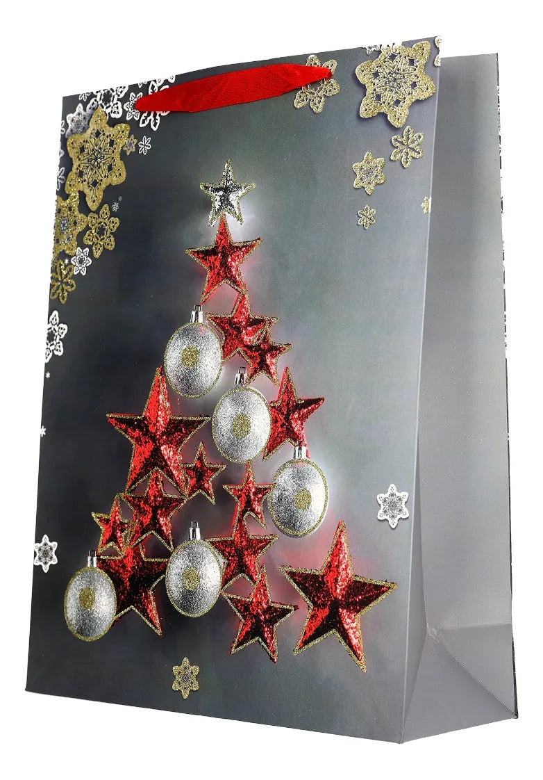 Bolsas de Regalo Navideñas Lluvia Diseños Elegantes 12 Pzas
