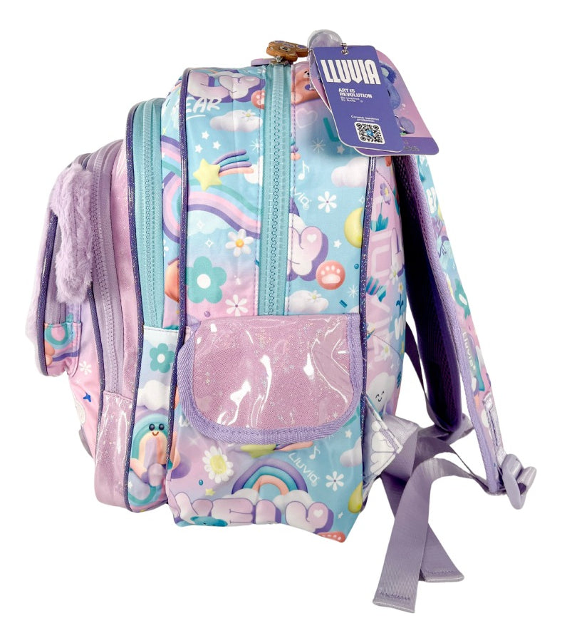Paquete Mochila 3 Piezas Marca Lluvia Oso Arcoiris Kinder